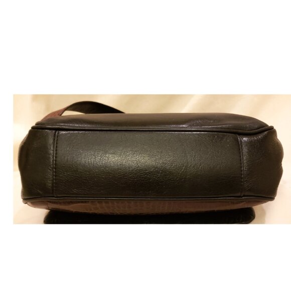 BRIGHTON Handbag/Shoulder Bag Brown Alligator Embossed Leather/Black Trim - Picture 9 of 14